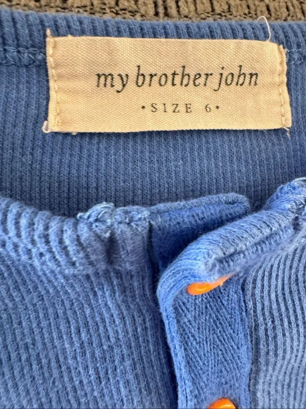 My brother John size 6 boys bright royal blue Henley short sleeve shirt vintage
